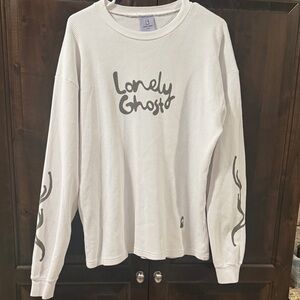 Lonely Ghost white Waffle Knit graphic Top 
size large